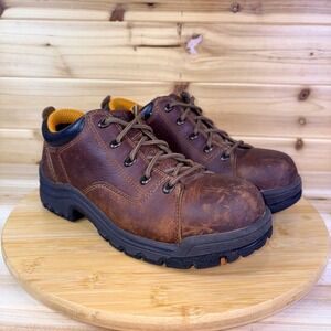 Timberland PRO Shoes Womens 7.5M Brown Leather Alloy Toe ANSI 741 Work Boot